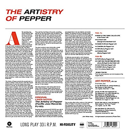 Art Pepper Artistry Of Pepper [Import] (180 Gram Vinyl, Limited Edition, Remastered) - Vinyl