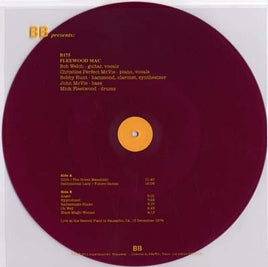 FLEETWOOD MAC Live At The Record Plant In Sausalito - 15 December 1974 (KSAN-FM) - Vinyl