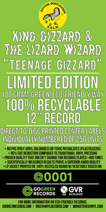 King Gizzard & The Lizard Wizard Teenage Gizzard (Monostereo Exclusive | 180 Gram Eco-Friendly Green / 100% Recyclable) - Vinyl