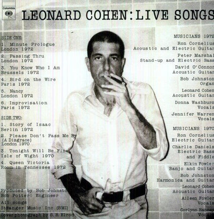 Leonard Cohen Live Songs - Vinyl