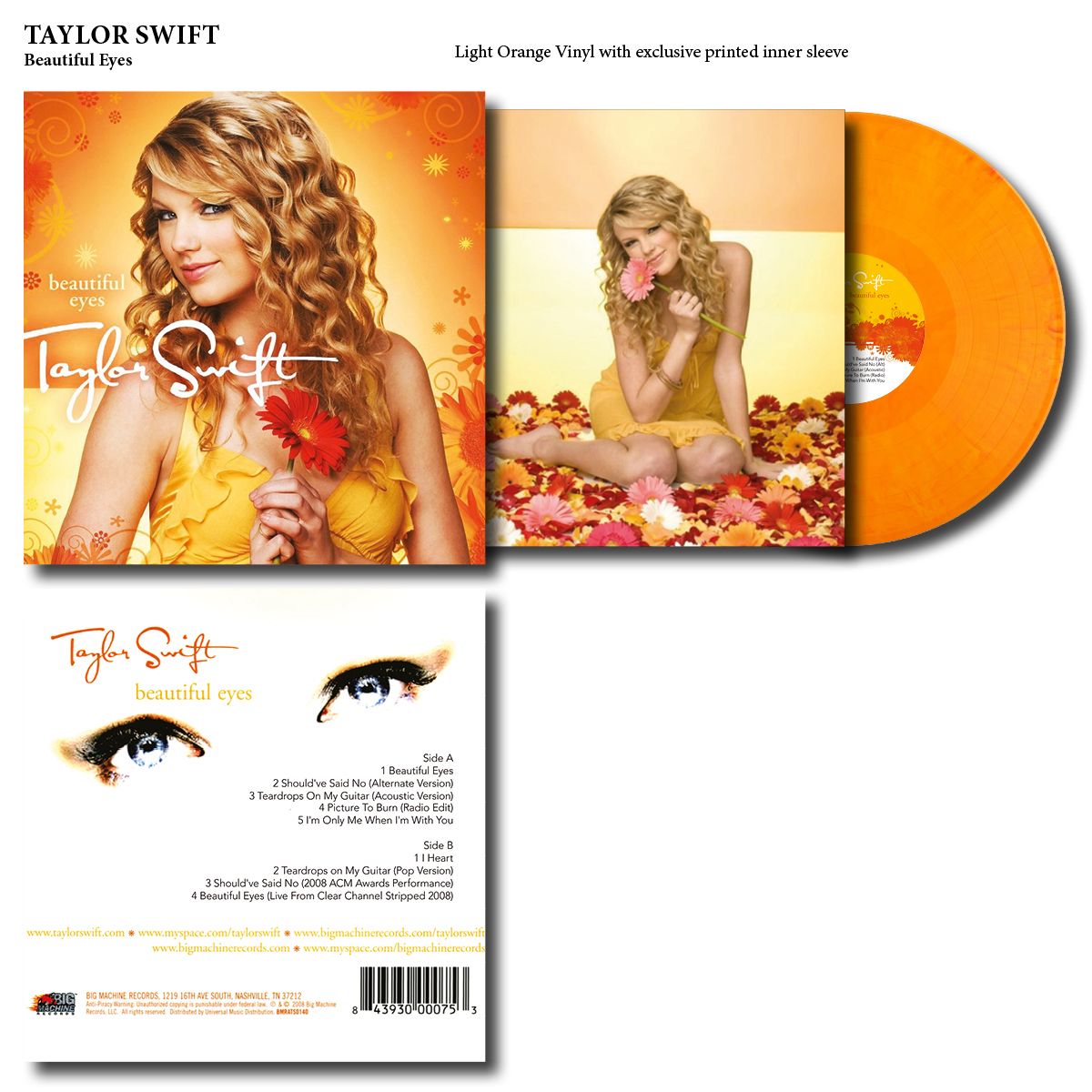 Taylor Swift -Beautiful Eyes -Orange Vinyl| Vinylpeoplerecords