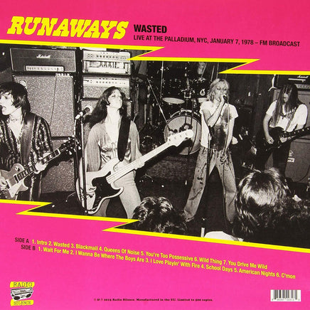 The Runaways Wasted: Live at the Palladium New York City 7th (Limited Edition, Pink Vinyl) [Import] - Vinyl