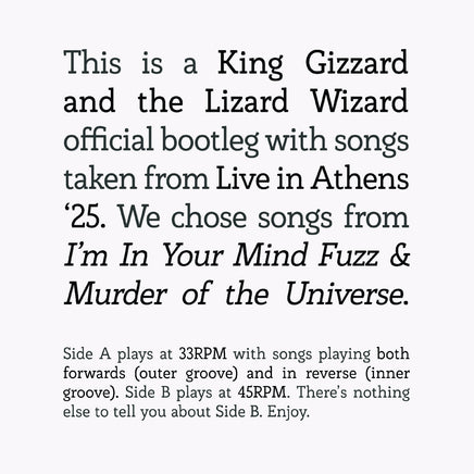 King Gizzard and the Lizard Wizard Songs From I'M In Your Mind Fuzz & Murder Of The Universe Live In Athens '25 - Vinyl